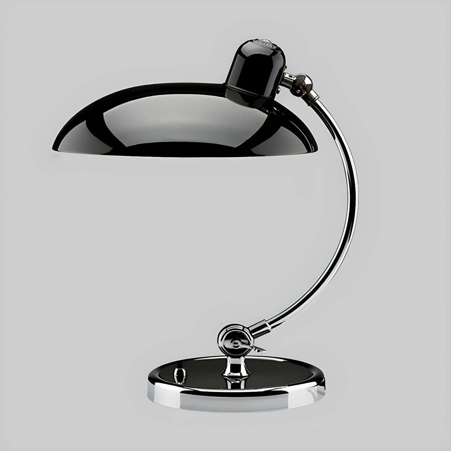 Retro Curve Desk Lamp | Frosted Glass & Chrome | 28cm Diameter