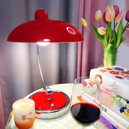 Retro Curve Desk Lamp | Frosted Glass & Chrome | 28cm Diameter
