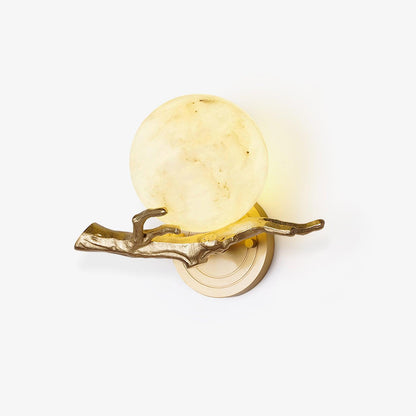 Retro Brass Wall Sconce | Gold Finish with Marble Shade | Set of 2