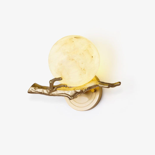 Retro Brass Wall Sconce | Gold Finish with Marble Shade | Set of 2