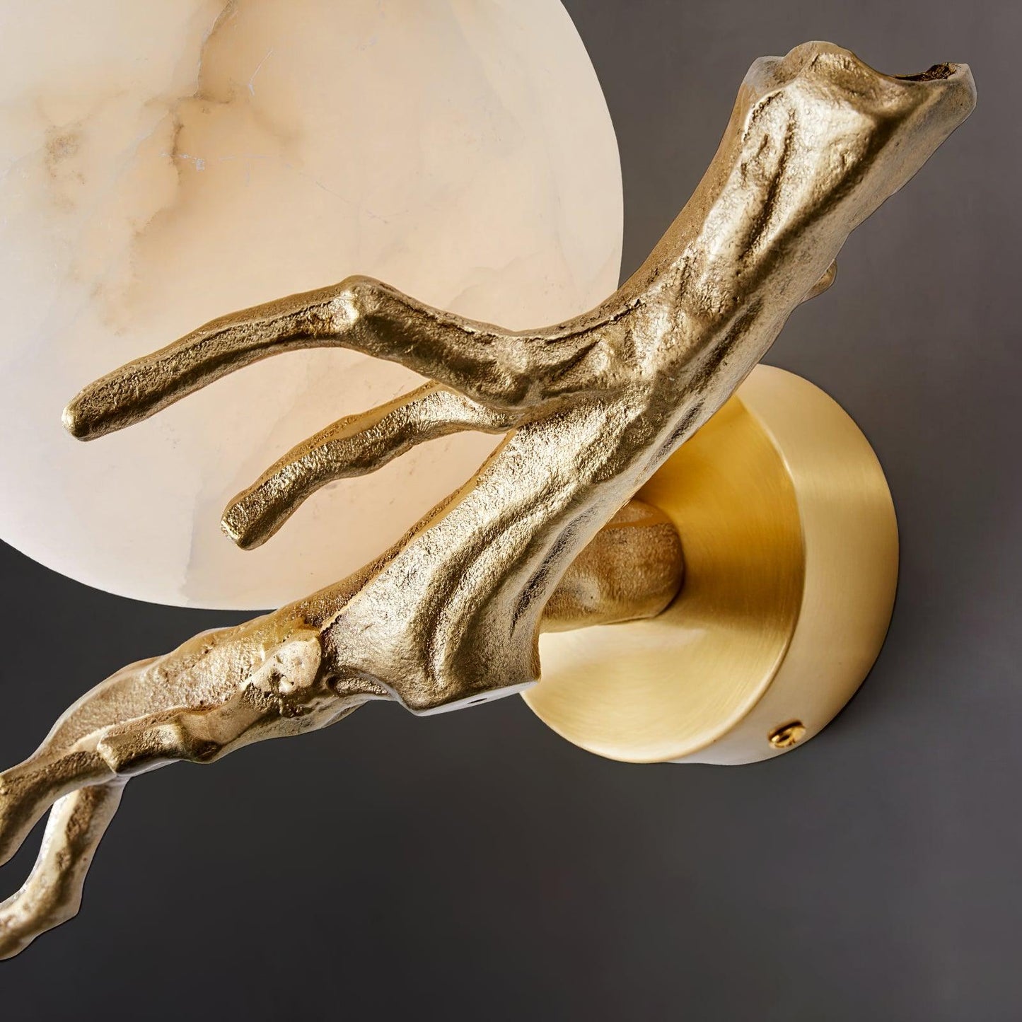 Retro Brass Wall Sconce | Gold Finish with Marble Shade | Set of 2