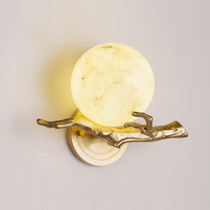 Retro Brass Wall Sconce | Gold Finish with Marble Shade | Set of 2