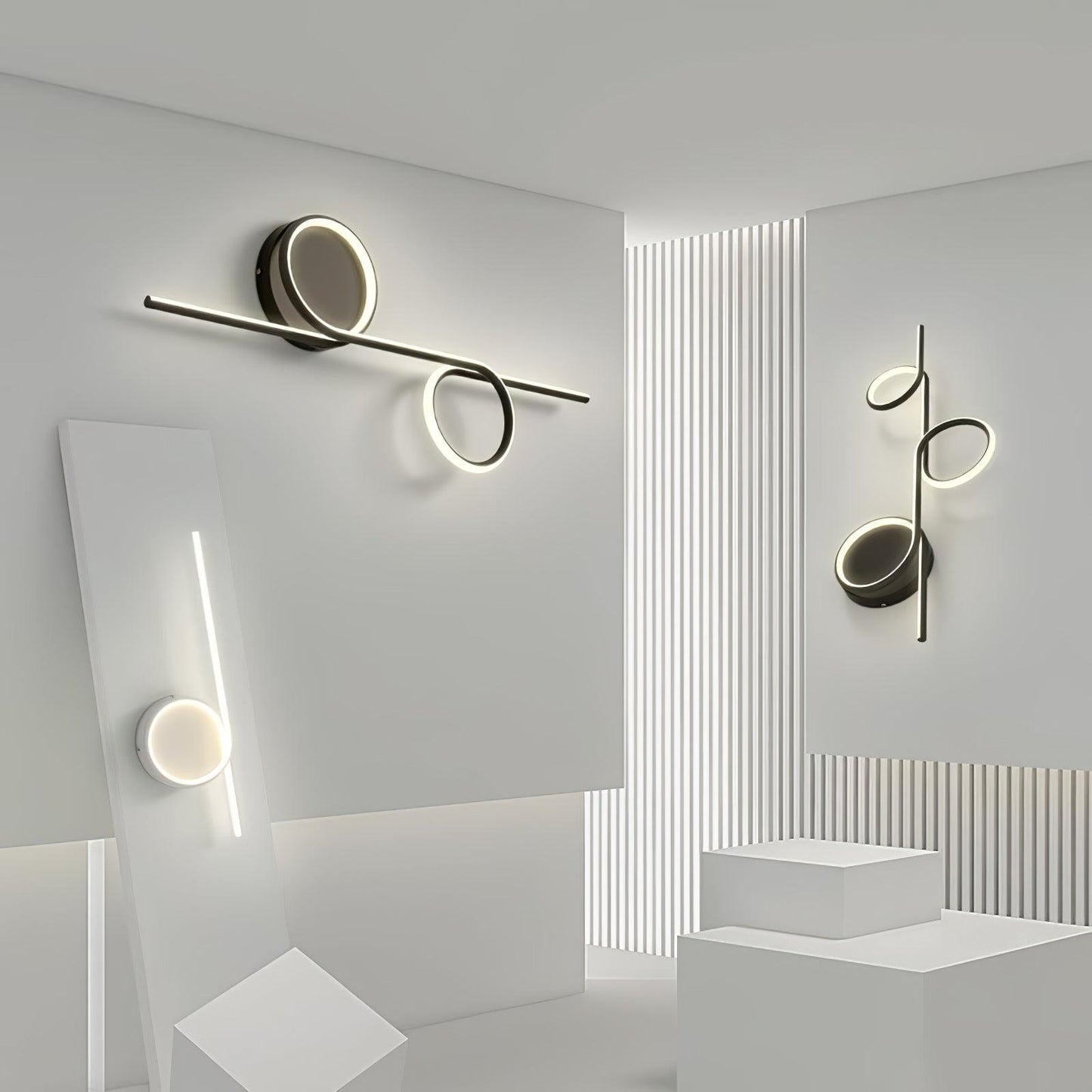 Rhythmic Line Wall Light | Adjustable LED | Black or White Finish