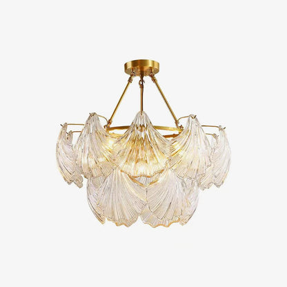 Ribbed Shell Ceiling Light | Glass & Brass | 60cm or 80cm Diameter