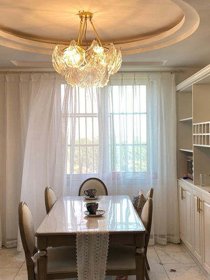Ribbed Shell Ceiling Light | Glass & Brass | 60cm or 80cm Diameter