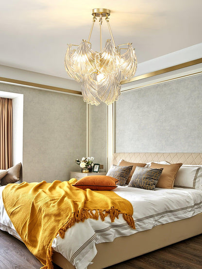 Ribbed Shell Ceiling Light | Glass & Brass | 60cm or 80cm Diameter