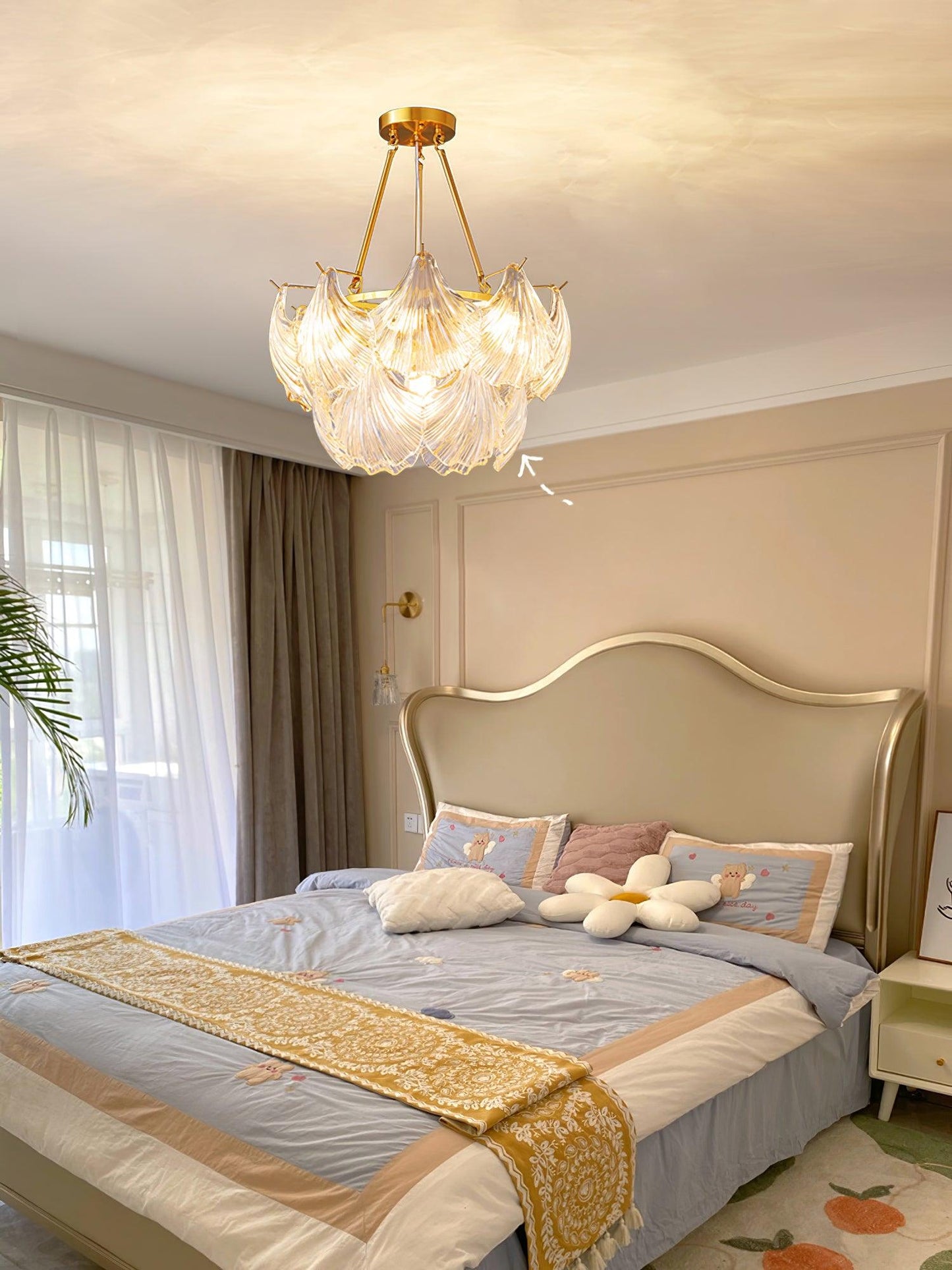 Ribbed Shell Ceiling Light | Glass & Brass | 60cm or 80cm Diameter