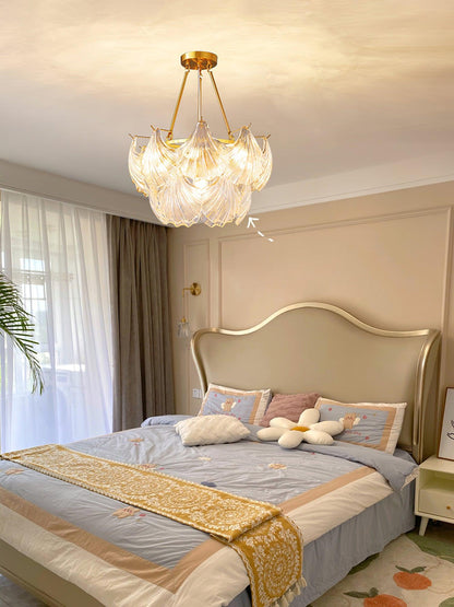 Ribbed Shell Ceiling Light | Glass & Brass | 60cm or 80cm Diameter
