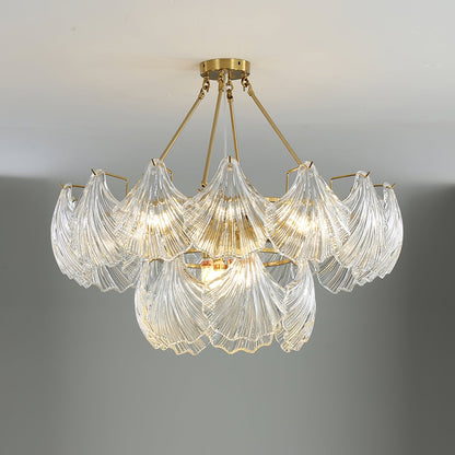 Ribbed Shell Ceiling Light | Glass & Brass | 60cm or 80cm Diameter