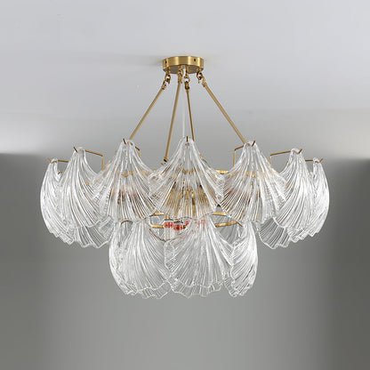 Ribbed Shell Ceiling Light | Glass & Brass | 60cm or 80cm Diameter