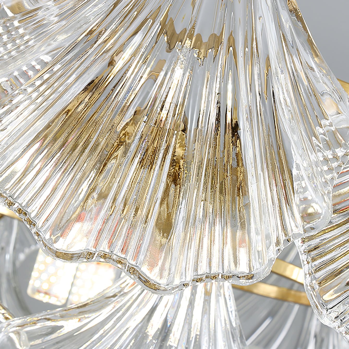 Ribbed Shell Ceiling Light | Glass & Brass | 60cm or 80cm Diameter
