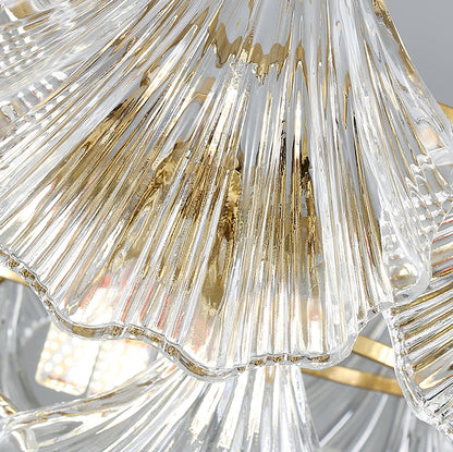 Ribbed Shell Ceiling Light | Glass & Brass | 60cm or 80cm Diameter
