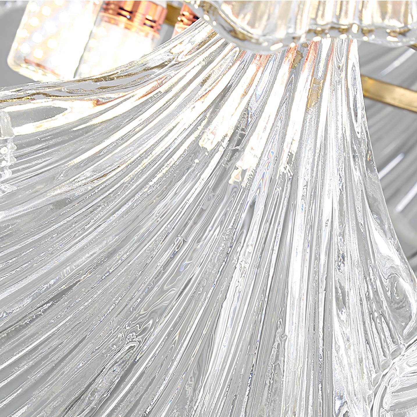 Ribbed Shell Ceiling Light | Glass & Brass | 60cm or 80cm Diameter
