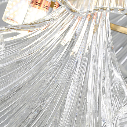 Ribbed Shell Ceiling Light | Glass & Brass | 60cm or 80cm Diameter
