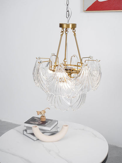 Ribbed Shell Ceiling Light | Glass & Brass | 60cm or 80cm Diameter