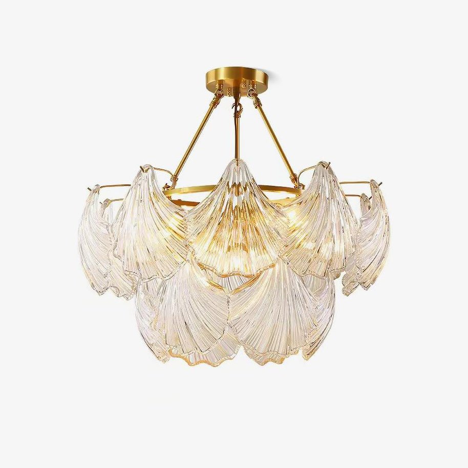 Ribbed Shell Ceiling Light | Glass & Brass | 60cm or 80cm Diameter