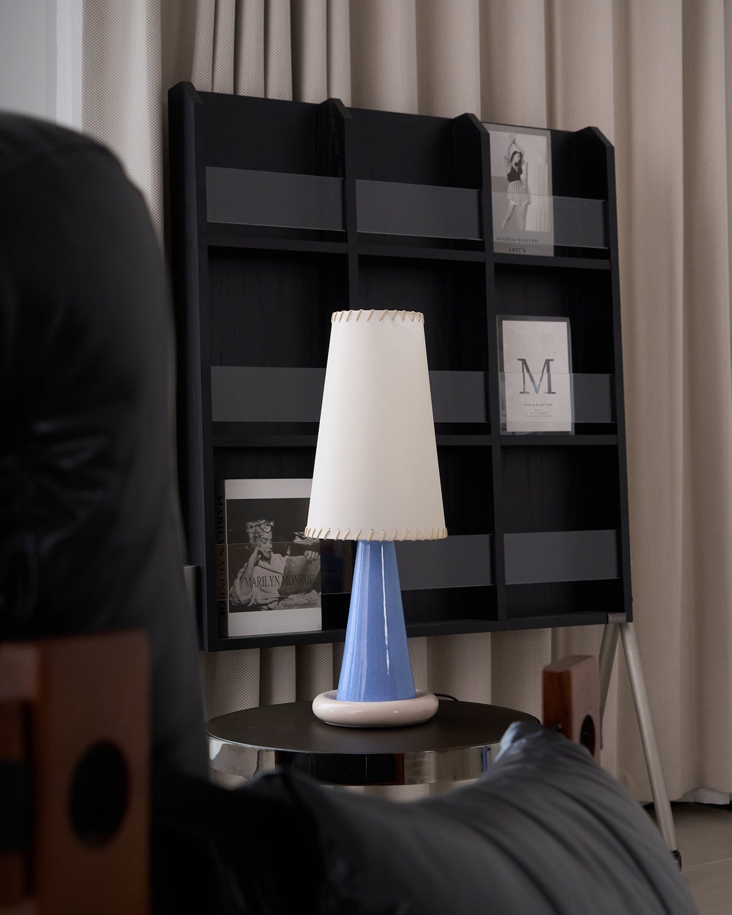 Celeste Ribbon Table Lamp | Ceramic Base | Gradient Blue with Blush Pink Accents