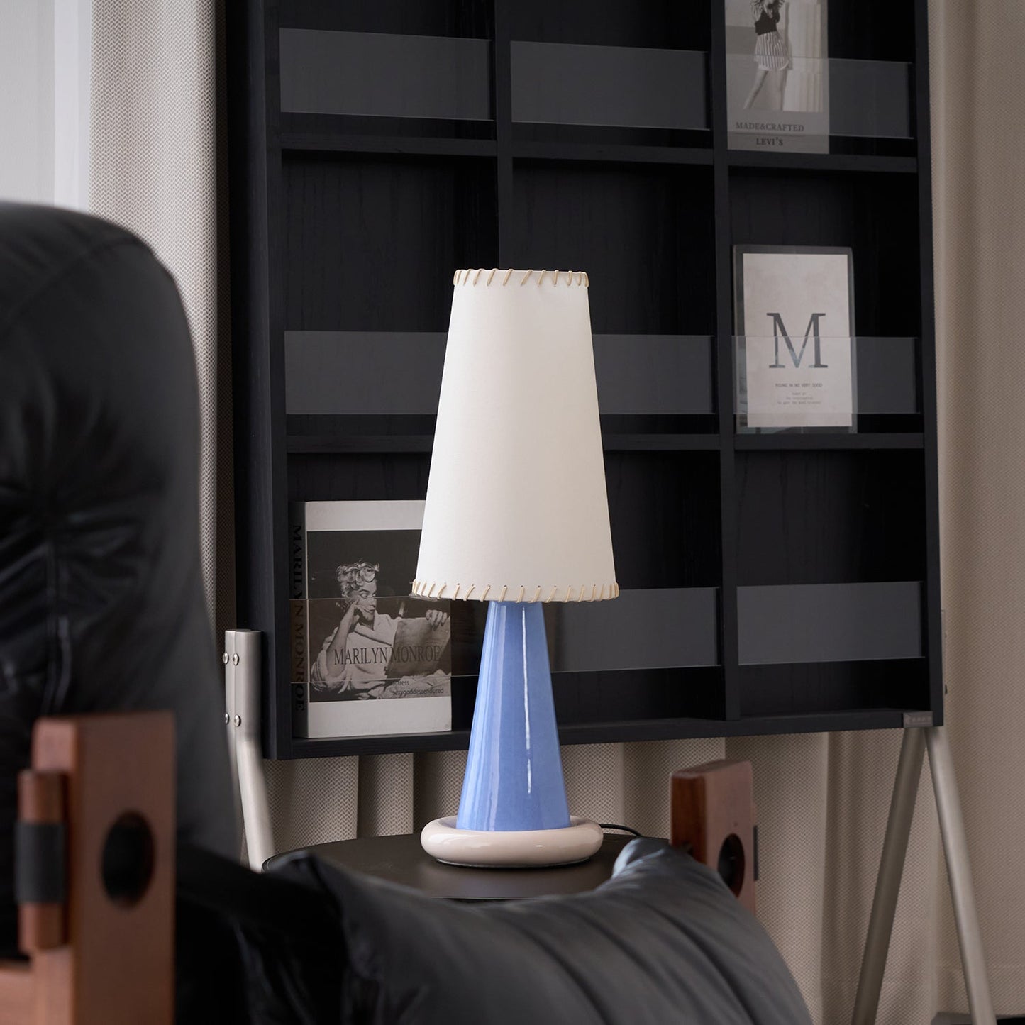 Celeste Ribbon Table Lamp | Ceramic Base | Gradient Blue with Blush Pink Accents