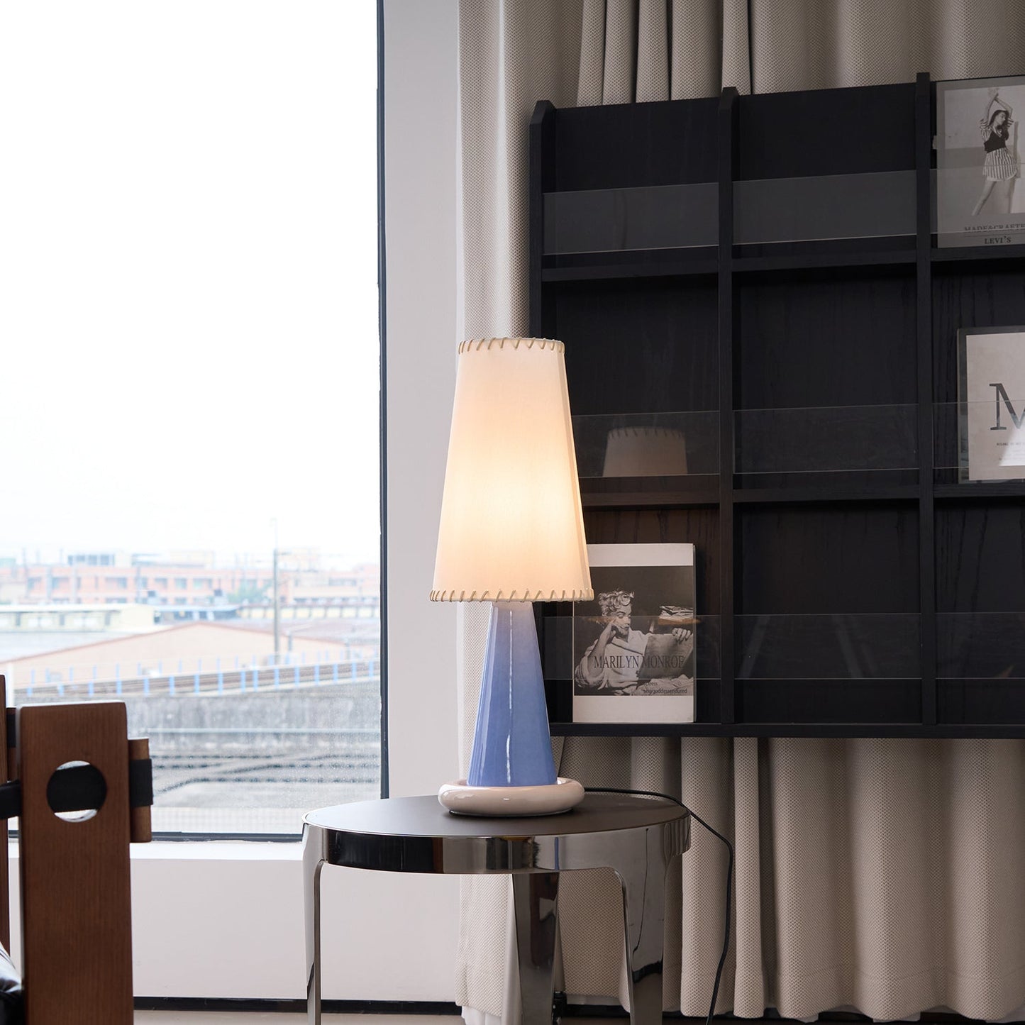Celeste Ribbon Table Lamp | Ceramic Base | Gradient Blue with Blush Pink Accents