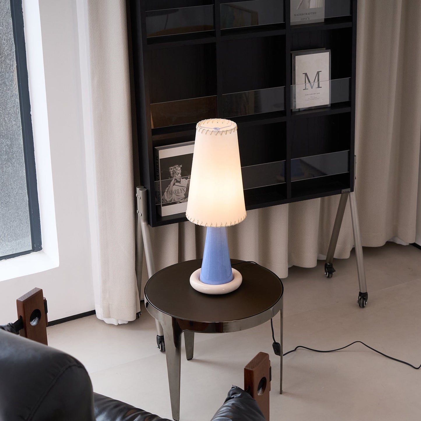 Celeste Ribbon Table Lamp | Ceramic Base | Gradient Blue with Blush Pink Accents