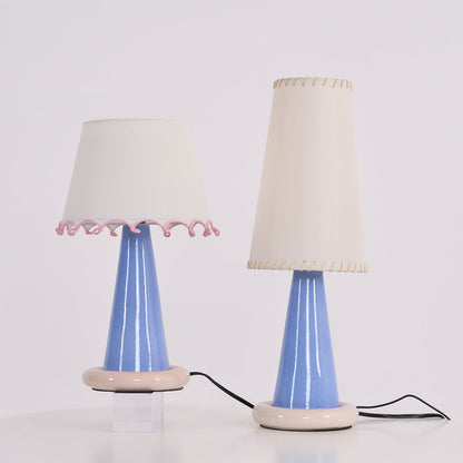 Celeste Ribbon Table Lamp | Ceramic Base | Gradient Blue with Blush Pink Accents