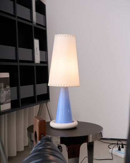 Celeste Ribbon Table Lamp | Ceramic Base | Gradient Blue with Blush Pink Accents