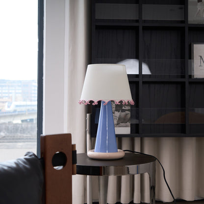 Celeste Ribbon Table Lamp | Ceramic Base | Gradient Blue with Blush Pink Accents