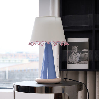 Celeste Ribbon Table Lamp | Ceramic Base | Gradient Blue with Blush Pink Accents