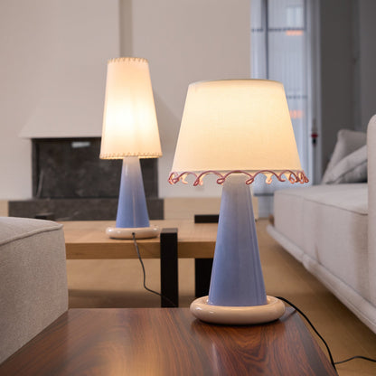 Celeste Ribbon Table Lamp | Ceramic Base | Gradient Blue with Blush Pink Accents