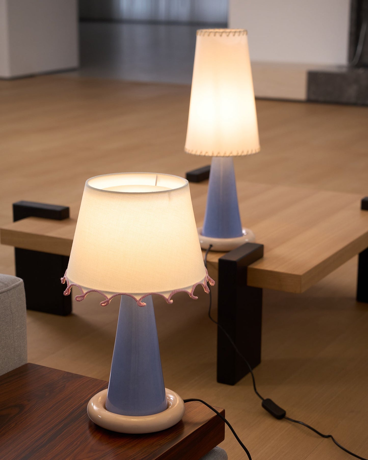 Celeste Ribbon Table Lamp | Ceramic Base | Gradient Blue with Blush Pink Accents