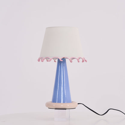 Celeste Ribbon Table Lamp | Ceramic Base | Gradient Blue with Blush Pink Accents
