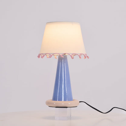 Celeste Ribbon Table Lamp | Ceramic Base | Gradient Blue with Blush Pink Accents