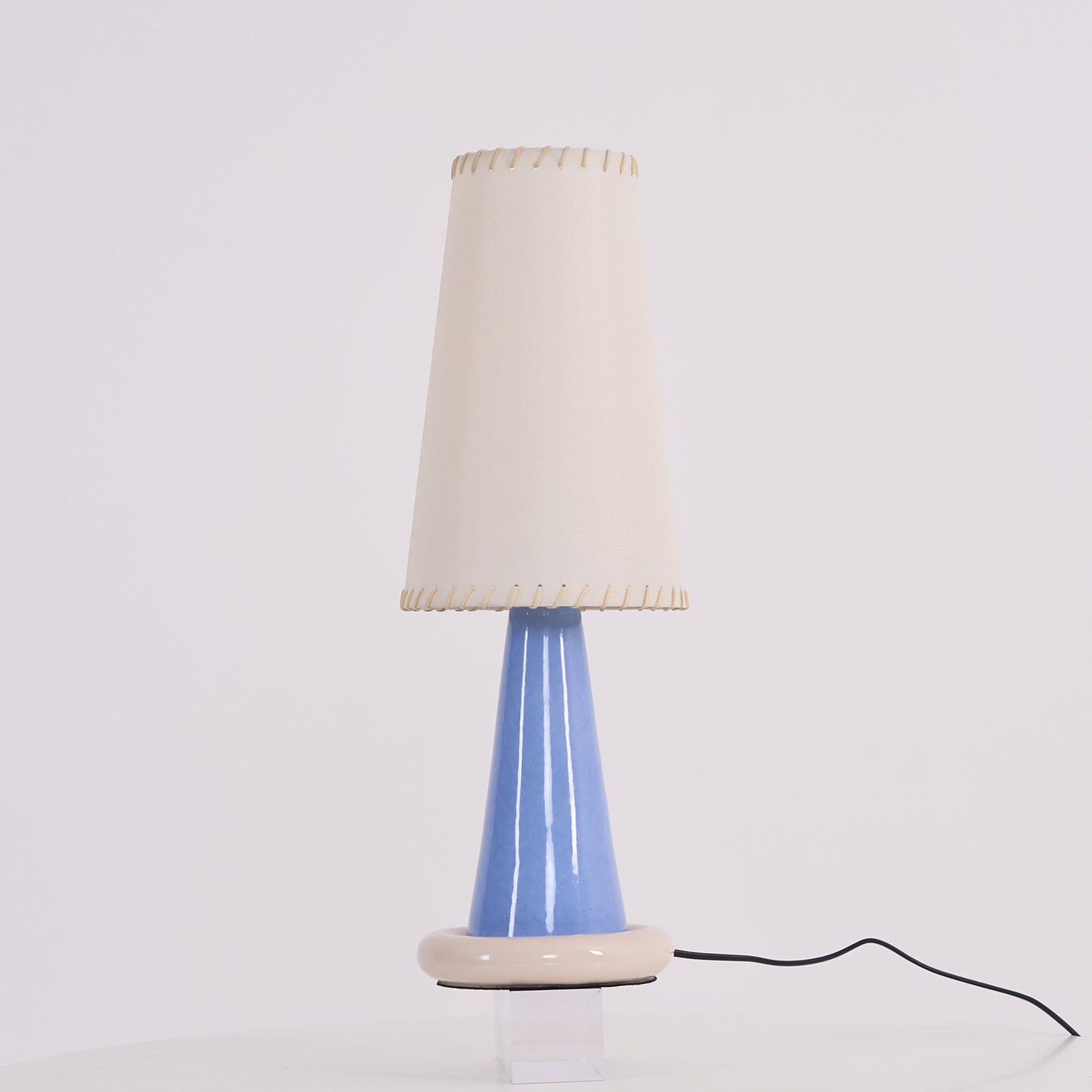 Celeste Ribbon Table Lamp | Ceramic Base | Gradient Blue with Blush Pink Accents