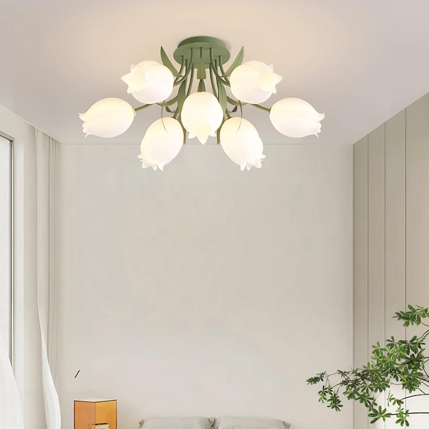 Ricko Ceiling Light | Metal & Acrylic | 3, 9, or 12 Heads | Green or White