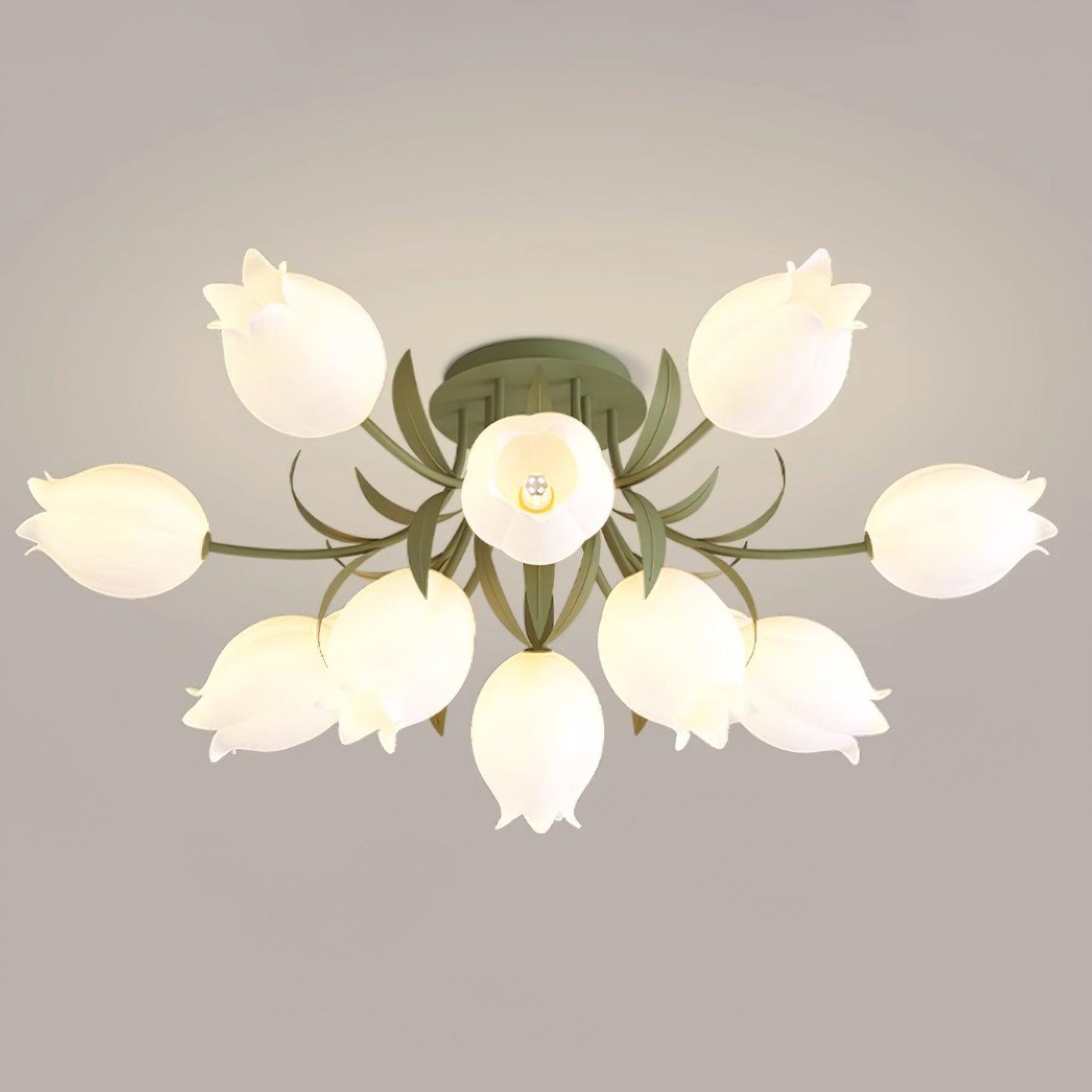 Ricko Ceiling Light | Metal & Acrylic | 3, 9, or 12 Heads | Green or White