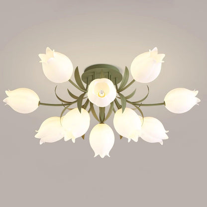 Ricko Ceiling Light | Metal & Acrylic | 3, 9, or 12 Heads | Green or White