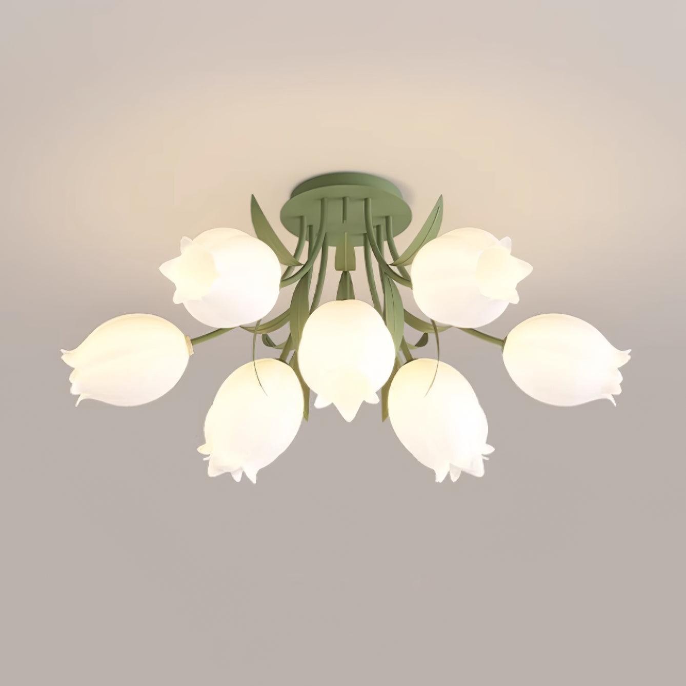 Ricko Ceiling Light | Metal & Acrylic | 3, 9, or 12 Heads | Green or White