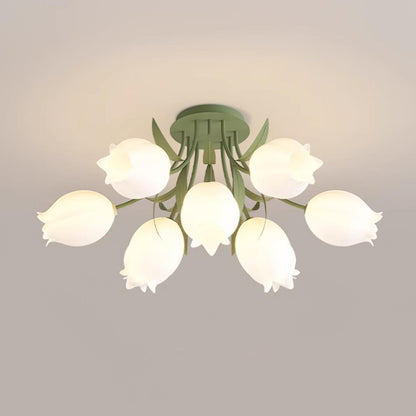 Ricko Ceiling Light | Metal & Acrylic | 3, 9, or 12 Heads | Green or White