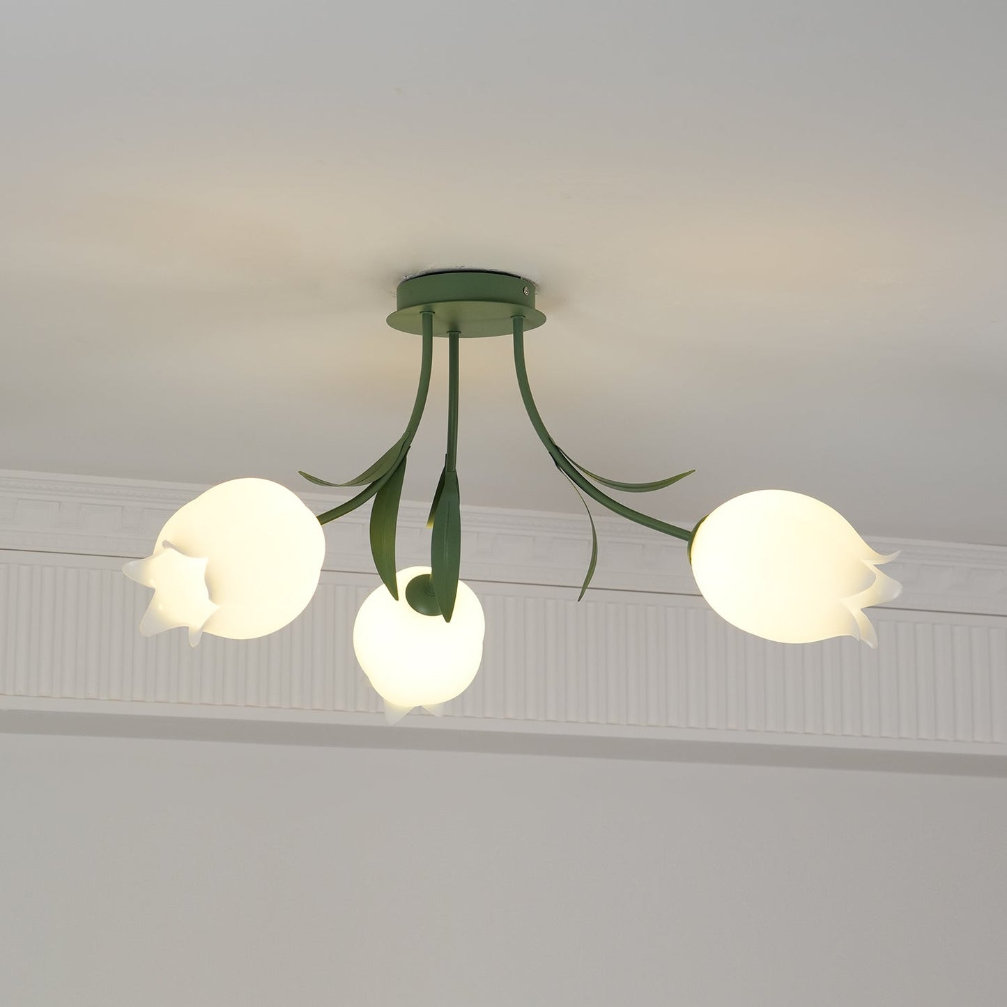Ricko Ceiling Light | Metal & Acrylic | 3, 9, or 12 Heads | Green or White