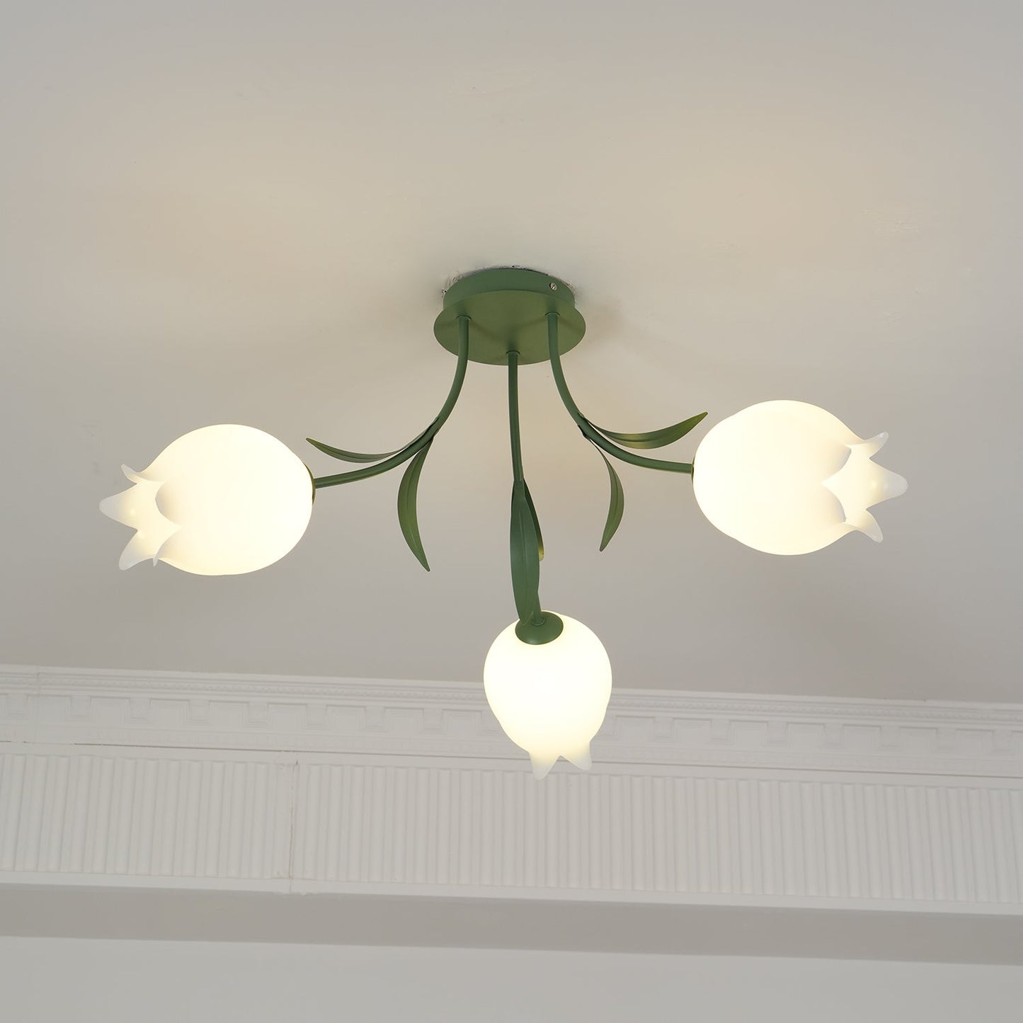 Ricko Ceiling Light | Metal & Acrylic | 3, 9, or 12 Heads | Green or White