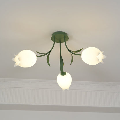 Ricko Ceiling Light | Metal & Acrylic | 3, 9, or 12 Heads | Green or White