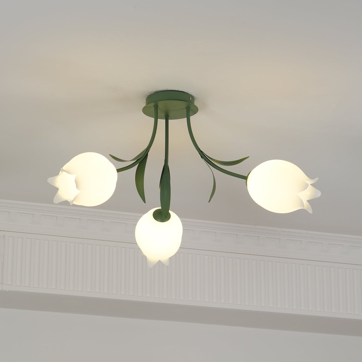 Ricko Ceiling Light | Metal & Acrylic | 3, 9, or 12 Heads | Green or White