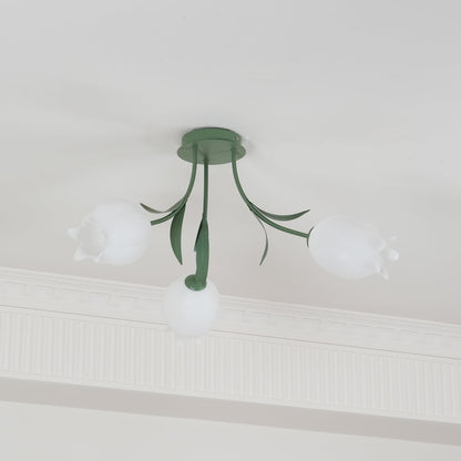 Ricko Ceiling Light | Metal & Acrylic | 3, 9, or 12 Heads | Green or White