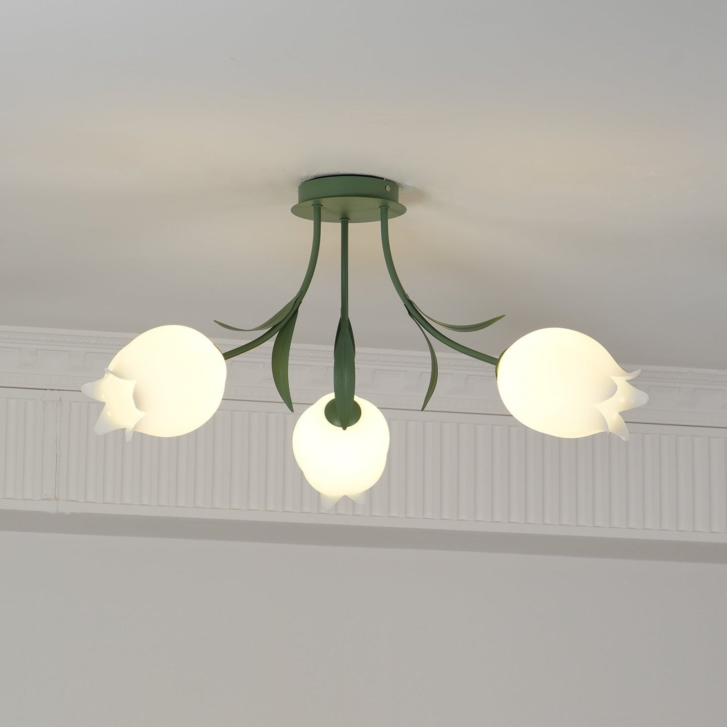 Ricko Ceiling Light | Metal & Acrylic | 3, 9, or 12 Heads | Green or White