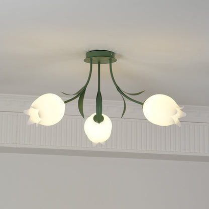 Ricko Ceiling Light | Metal & Acrylic | 3, 9, or 12 Heads | Green or White