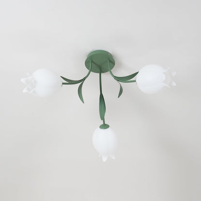 Ricko Ceiling Light | Metal & Acrylic | 3, 9, or 12 Heads | Green or White