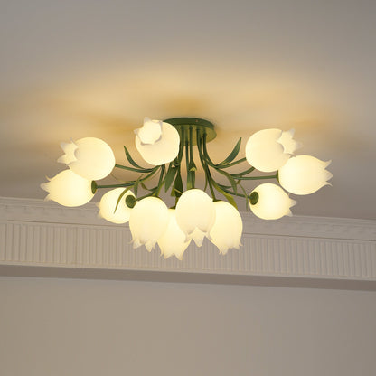 Ricko Ceiling Light | Metal & Acrylic | 3, 9, or 12 Heads | Green or White