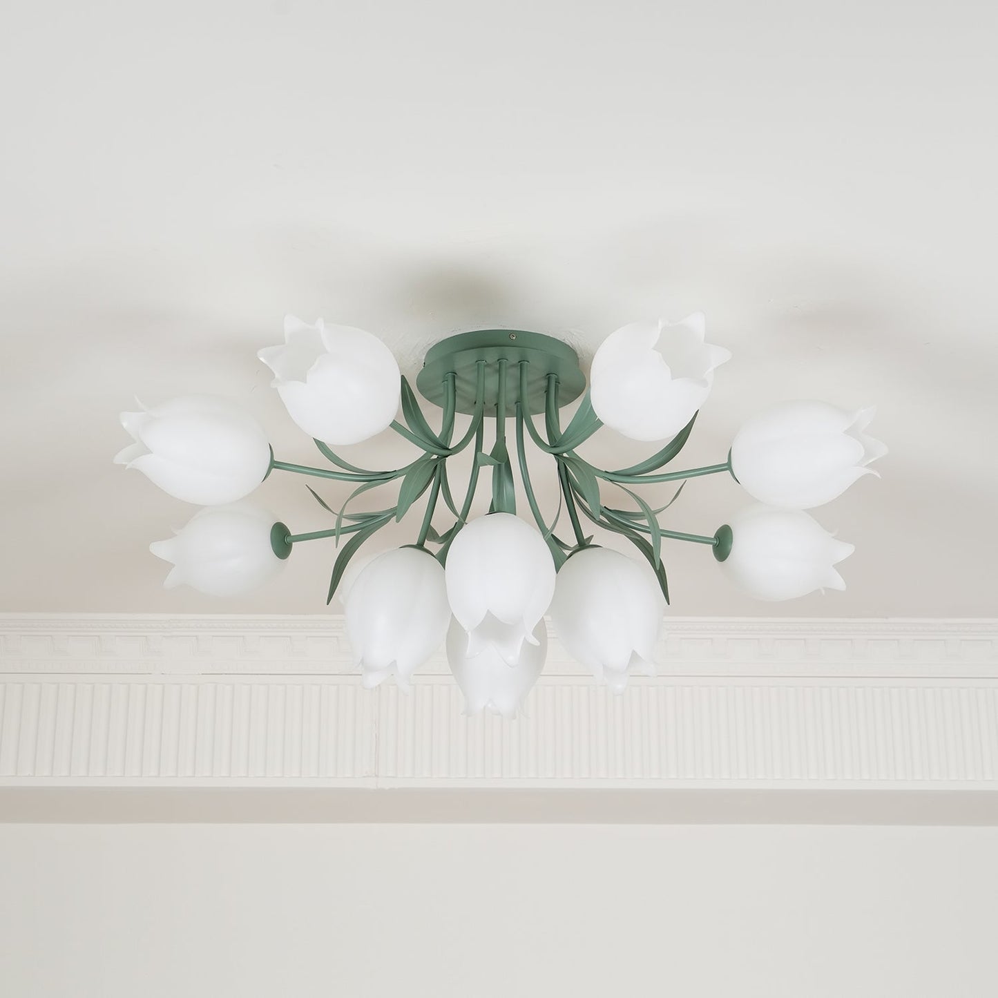 Ricko Ceiling Light | Metal & Acrylic | 3, 9, or 12 Heads | Green or White