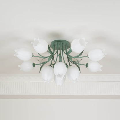 Ricko Ceiling Light | Metal & Acrylic | 3, 9, or 12 Heads | Green or White