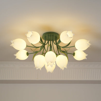 Ricko Ceiling Light | Metal & Acrylic | 3, 9, or 12 Heads | Green or White